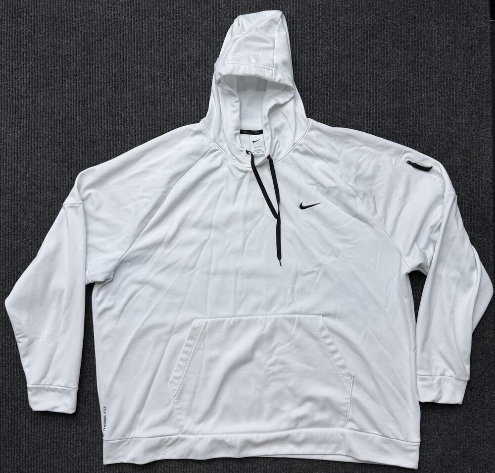 Nike Therma-FIT White Pullover Hoodie Men’s 4XL Big & Tall Hooded Pockets